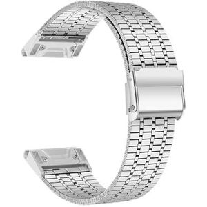 22mm 26mm roestvrijstalen band geschikt for Garmin Fenix ​​7 7X 6 6X Pro 5X Plus Enduro 2 horlogeband geschikt for Forerunner 955 Quick Fit armband (Color : Silver, Size : For Garmin Fenix 5)