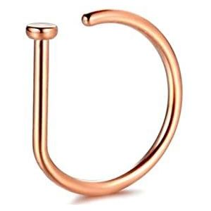 Neuspiercing 1pc f136 nep neus piercing 1 8G 20G D Gevormde Tragus Stud Earring Hoop Septum Ring Nostril Lichaam Sieraden Helixpiercing (Color : Rose gold, Size : 18G 1.0X10X2mm)