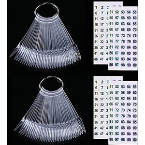 100 stuks nagelstalen sticks met cijferstickers, nagelkleurweergave stiletto-tips, waaiervormige nagellak oefensticks, nail art display nagelkleur wiel nagelmonster sticks (transparant)