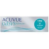 Acuvue Oasys 1-day daglenzen helpen het gevoel van vermoeide en droge ogen te verminderen, dagelijkse contactlenzen met 0,75 dpt en BC 8.5, uv-bescherming en comfortabel draaggevoel, 30 lenzen