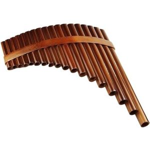 18 Pijpen Bruine Kleur Panfluit F-sleutel Folk Muziekinstrumenten Pan Houtblazersinstrument Handgemaakte Panpijpen (Color : Left hand)