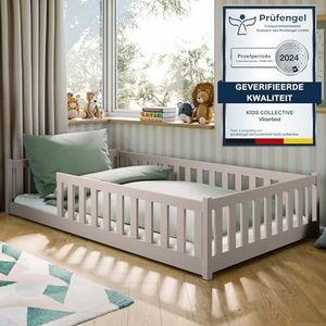 Kids Collective - Montessori Kinderbed - Vloerbed - 120 x 200 cm - Massief Grenenhout - Valbescherming