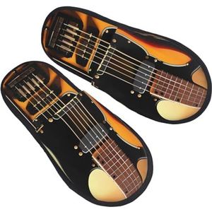 RLDOBOFE Instrumentale gitaar bedrukte pantoffels gezellige indoor glijbaan unisex huispantoffels zachte pluche instappers, zwart, één maat