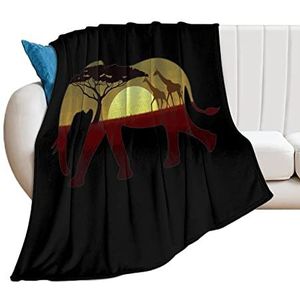 Afrikaanse Wilde Giraffe Olifant Zachte Fleece Gooi Deken voor Bed Sofa Gezellige Decoratieve Dekens Winter 100 cm x 127 cm