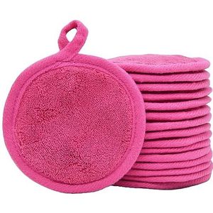 BloomSesame Herbruikbare Make-up Remover Pads Microfiber Reinigingsdoekjes Gezicht Ogen Lippen (9cm, Donker Roze)
