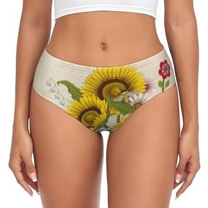 yagDAA Bijen zonnebloemen madeliefje roos bloemen print dames ondergoed zachte rekbare bikini slip slip slip dames hipster slipje onderbroek, Zwart, XXL