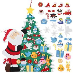 Onvoltooide feestelijke doe-het-zelf wandmonteerbare vilten kerstboom met schattige ornamenten - kerstvakantie cadeau