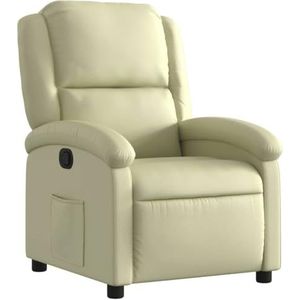 vidaXL Fauteuil echt leer crèmekleurig