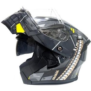 Opklapbare Motorhelmen ECEDOT-Goedgekeurde Integraalhelm Met Geïntegreerd Motormodulaire Helm Met Dubbel Vizier Crash Racing Helm Ventilatie Heren Dames 3,XXL:63-64CM