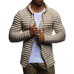 Leif Nelson Heren Vest Jas Capuchon LN-20724, Beige, XXL