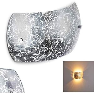 Wandlamp Pilar in zilver/wit, moderne wandlamp van glas met lichteffect, 2 x E14 fitting, binnenwandlamp met up & down effect, zonder gloeilamp