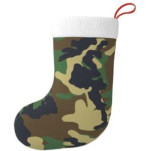 Aubnva Groene Militaire Camo Print Kerst Kous 17.7 inch Feestelijke Decor Voor Xmas Familie Bijeenkomsten Party Gunsten