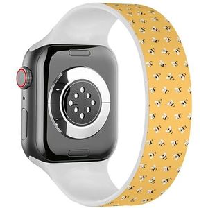 Solo Loop band compatibel met alle series Apple Watch 38/40/41mm (bijen gele insecten) rekbare siliconen band band accessoire, Siliconen, Geen edelsteen