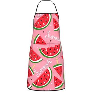 SKITGNLF Crème watermeloen, keukenschorten, kookschort met zakken, waterdichte chef-kokschort, verstelbare slabbetschorten, zoals afgebeeld, Eén Maat