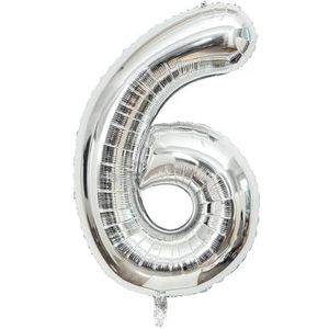 1 stuk aluminiumfolieballonnen, 100 cm, zilverkleurig, digitale aluminiumfolieballon, verjaardagsballon, 90 cm, grote digitale ballon - zilver 6