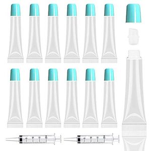 50 stuks lege lipgloss tubes 10 ml roze dop lipgloss containers lippenbalsem tubes schattige cosmetische knijpbuizen lipgloss benodigdheden kit + 2 x 20 ml spuiten tag labels stickers voor