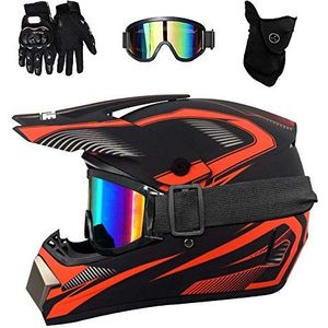 Dubbele Sport - Motocross Helm Set - Jeugd Kinderen - Met Bril Handschoenen Masker