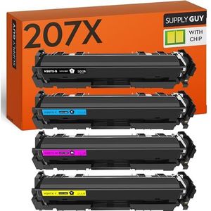 Supply Guy 207X 207A Toner (met chip) Compatibel met HP Color LaserJet Pro MFP M283FDW MFP M255DW MFP M282NW MFP M255NW Color LaserJet Pro W2210X W2211X W2212X W2213X Multipack van 4 toners