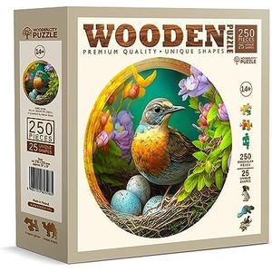 WOODEN.CITY Houten puzzel - De liefde van een moeder in bloem van 250 stukjes - unieke en ongewone puzzel met stukjes in de vorm van een dier - stimulerende houten mozaïekpuzzel voor volwassenen