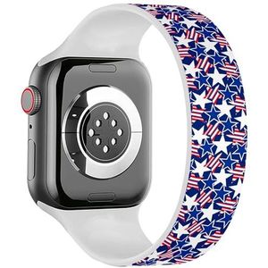 Solo Loop Band Compatibel met All Series Apple Watch 38/40/41mm (Usa Stars Stripes) Elastische Siliconen Band Strap Accessoire, Siliconen, Geen edelsteen