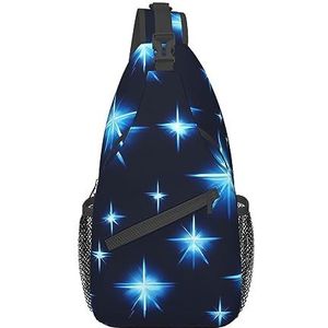 Blauwe ster patroon uniseks plunjezak crossbody tas voor reizen, wandelen, klimmen, hardlopen, fietsen., Cartoon blauwe ster, Eén maat