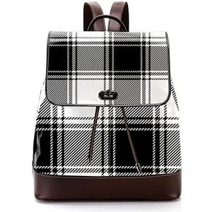 Gepersonaliseerde casual dagrugzak tas voor tiener zwart-wit geruite schooltassen boekentassen, Meerkleurig, 27x12.3x32cm, Rugzak Rugzakken