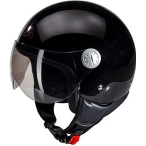 BEON Scooter helm met vizier - Geschikt als Scooter Brommer Motor Snorfiets helm - Retro scooterhelm - Volwassenen - Jethelm incl Incl helmtas
