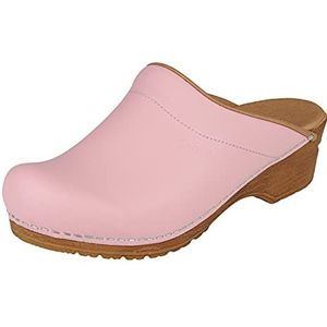 Sanita Sandra Mule Clog | Original Handmade Flexible Leather Clog for Women | Maximum stability | Anatomical shaped footbed with soft foam | Shock absorbing heel | Roze | 41 EU