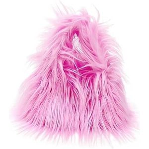 ZPFDSG Pluizige Tas Winter Zachte Pluizige Faux Bont Tas Vrouwen Effen Kleur Pluche Handtas Casual Fuzzy Vierkante Reizen Straat Messenger Bag Purse, roze, Eén maat