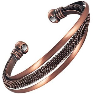 EnerMagiX Koperen magnetische armbanden voor mannen vrouwen, 99,9% massief koperen magnetische manchet armband met krachtige magneten, 17 centimeters, Koper