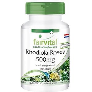 Fairvital | Rhodiola rosea capsules 500mg - rozewortel extract - HOOG GEDOSEERD - 120 capsules - VEGAN - 3% rosavine (15mg) / 1% salidroside (5mg)