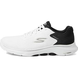 Skechers Go Walk 7-Cosmic Waves Athletic Walking Sneakers voor dames, wit, zwart, 43 EU
