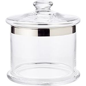 Bonboniere Erik Handgeblazen kristalglas met platina rand, hoogte 18 cm, niet voor vaatwasser, diameter 15 cm