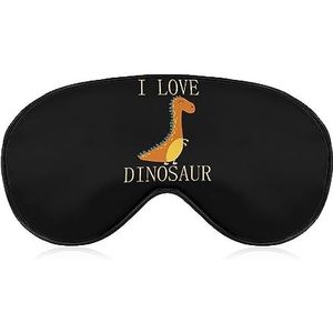 I Love Dinosaurus Oranje Geel Slaap Oogmasker voor Mannen Vrouwen Tieners Kinderen, Nachtslaap Oogschaduw Cover Comfort voor Reizen Yoga Nap