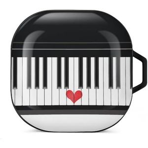 Hart liefde muziek piano oordopjes hoesje compatibel met Samsung hard shell beschermhoes zwart-stijl