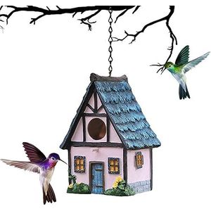 Vogelhuisjes van hars voor buiten, Hars waterdicht zonwerend vogelhuisje voor buiten, Decoratieve hars, kolibriehuis voor buitentuin, cadeaus voor vogelliefhebbers Suphyee