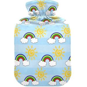 LI ZHI XIN PVC warmwaterkruik met fluwelen deksel 1L 2L kleine middelgrote zon regenboog cartoon patroon