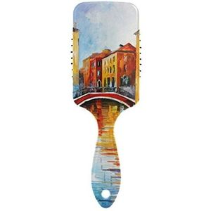 FANTAZIO Stone Bridge olieverfschilderij stylingborstel haarborstel geweldig voor rechttrekken, gladmaken, bovenste ontwarrende borstel statisch-vrij