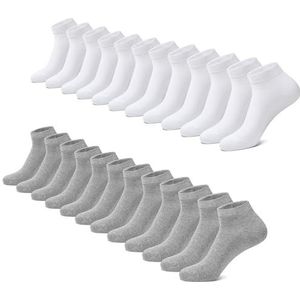 FALARY sportsokken sportsokken heren en dames 12 paar ademende hardloopsokken katoenen sokken Wit Grijs 39-42