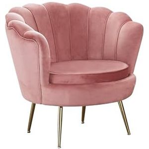 Dynamic24 Schelpstoel Fluwelen Rose Relaxstoel Gestoffeerde Stoel Oorfauteuil Lounge Stoel