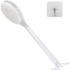 Mczcent Body Brush Droog borstelen Terug Scrubber met gebogen Plastic Lange Handvat Bad Douche Borstel Droge Huid Exfoliërende Cellulite Borstel voor Mannen en Vrouwen (Transparant Handvat)