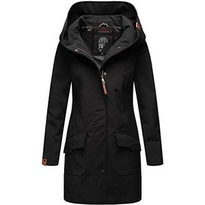 MARIKOO B856 Softshelljas voor dames, lange winterjas, waterafstotende outdoorjas, zwart, M