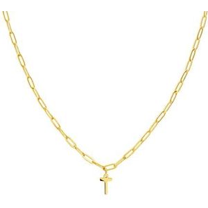 Lucardi Dames Stalen goldplated ketting closed forever letter T - Ketting - Staal - Goudkleurig - 47 cm