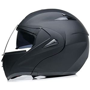 Volledig gezicht modulaire motorhelm voor volwassenen, geïntegreerde helm voor heren en dames DOT goedgekeurde motorfiets voorzijde opklapbaar met dubbel vizier Helm voor scooter Street Cruiser
