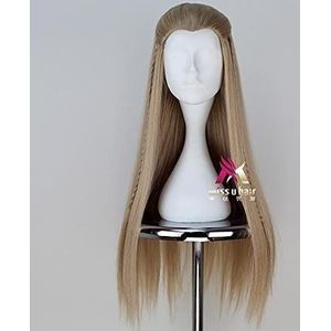 coser wigs Hobbit elf legolas cosplay accessoires rekwisieten halloween partij goud 75 cm lang gevlochten hittebestendig synthetisch haar + gratis pruik cap