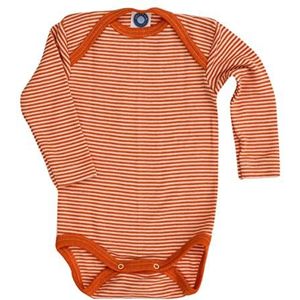 Cosilana, Babybody met lange mouwen, 70% wol, 30% zijde, Oranje gestreept, 62/68 cm