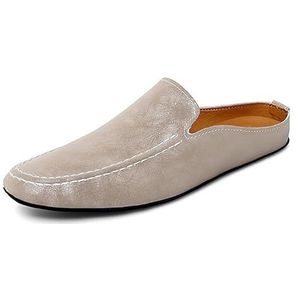 Loafers for heren, ronde neus, kunstleer, halve loafers, schoenen, bestendig, lichtgewicht, antislip, bruiloftsslip(Color:Khaki,Size:39 EU)