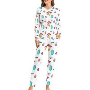 Zomer Patroon Met Grappige Vos Grappige Pyjama Set Voor Vrouwen Met Lange Broek Zachte Loungewear Pj Set Nachtkleding