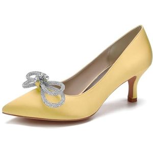 SYDZSW Zijden Bruiloft Schoenen Ivoor Bruidsschoenen Bruiloft Uitnodiging Schoenen met Strass 35-43, Goud, 43 EU