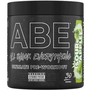 Applied Nutrition ABE Pre Workout Powder - Pre Booster voor energie en prestaties met citrulline, creatine monohydraat, bèta-alanine (375 g - 30 porties) (Sour Apple)